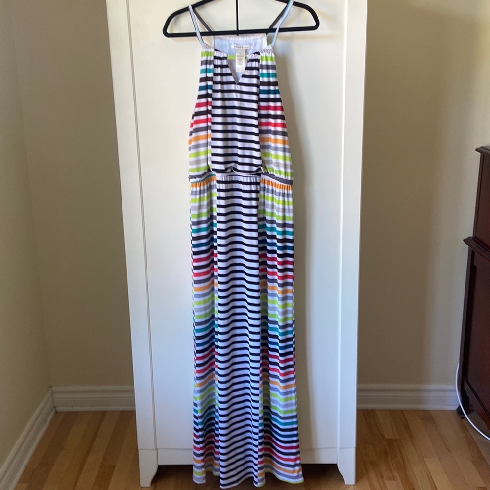 Striped maxi dress size large laundry by design
